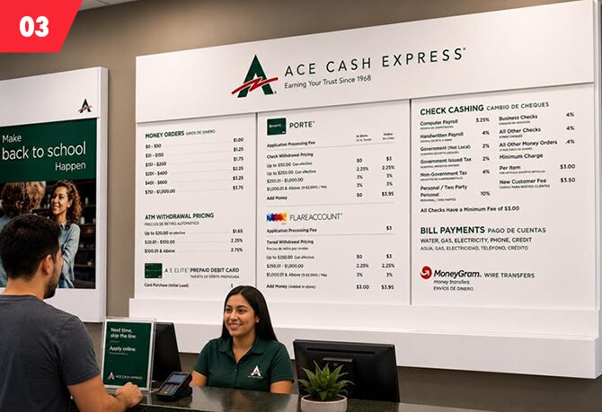 ACE Cash Express ACE Cash Express "Menu Board Refresh"